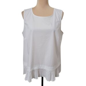 J. Jill "White Shirt Collection" Size LP White Sleeveless Top w/ Pleated Hem.